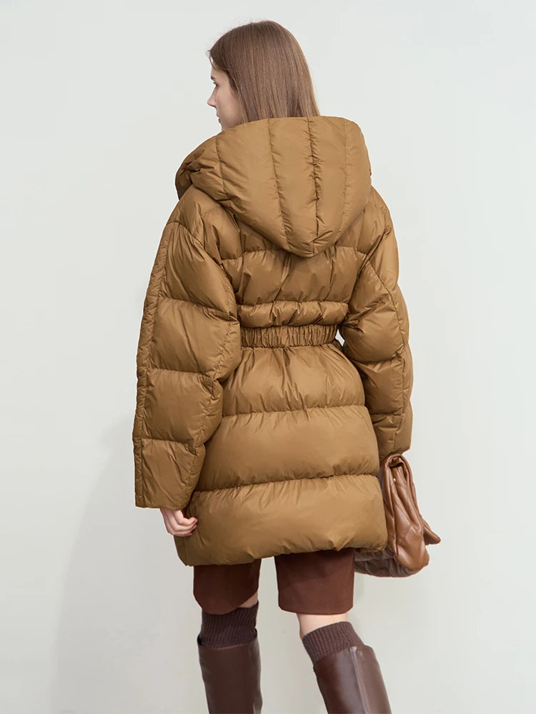 Women's Minimalist Hooded Duck Down Jacket | Warm Winter Outerwear