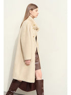 Women's Double Breasted Imitation Mink Fur Coat - Winter Fleece Jacket