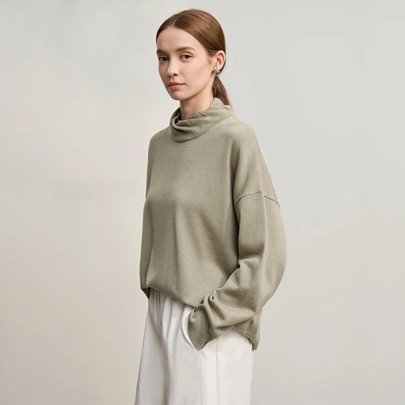 Wool Turtleneck Sweater - Loose Knit Winter Pullover