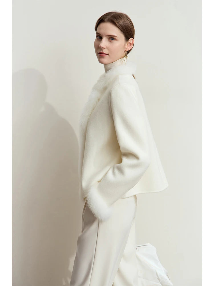 Women's Double-Sided Woolen Coat - Elegant Minimalist Winter Jacket