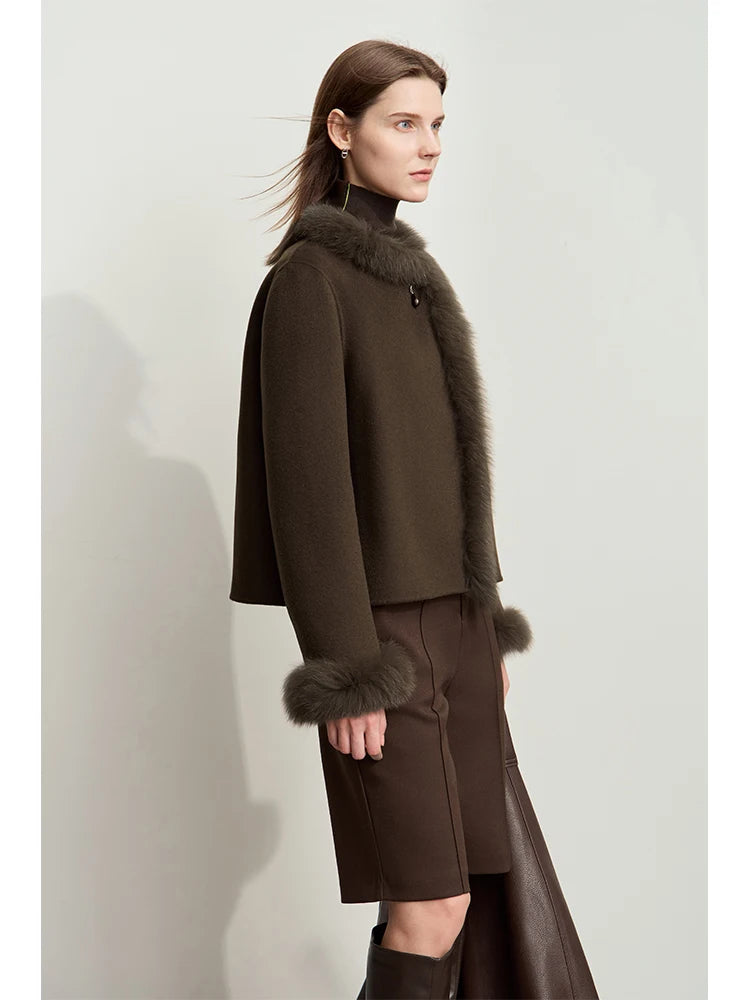 Women's Double-Sided Woolen Coat - Elegant Minimalist Winter Jacket