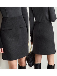 Women's Woolen Winter Coat - Minimalist Lapel Commuter Style