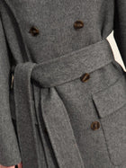 Women's Woolen Coat - Minimalist Asymmetrical Scarf Collar Overcoat