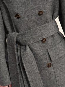 Women's Woolen Coat - Minimalist Asymmetrical Scarf Collar Overcoat