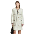 Women's Woolen Winter Coat - Elegant Plaid O-Neck Long Outerwear