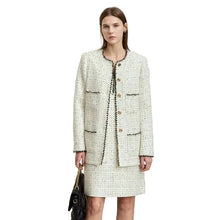 Women's Woolen Winter Coat - Elegant Plaid O-Neck Long Outerwear