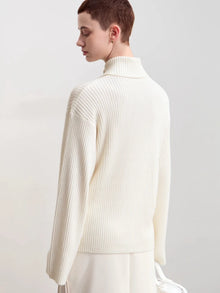 Women's Minimalist Knit Pullover - Loose Long Sleeve Winter Sweater