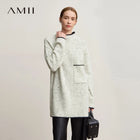 Women's Semi-Turtleneck Wool Sweater - Minimalist Winter Pullover