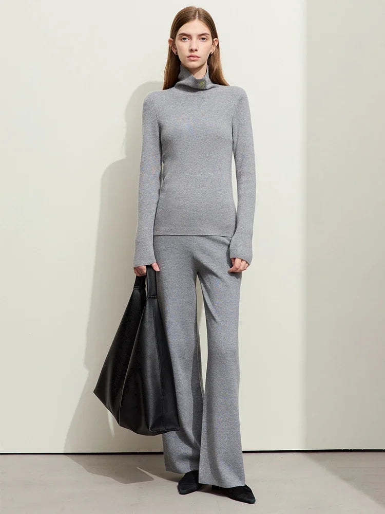 Women's Slim Fit Turtleneck Sweater - Winter Knitted Basic Top