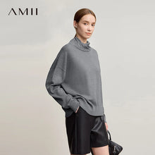 Wool Turtleneck Sweater - Loose Knit Winter Pullover
