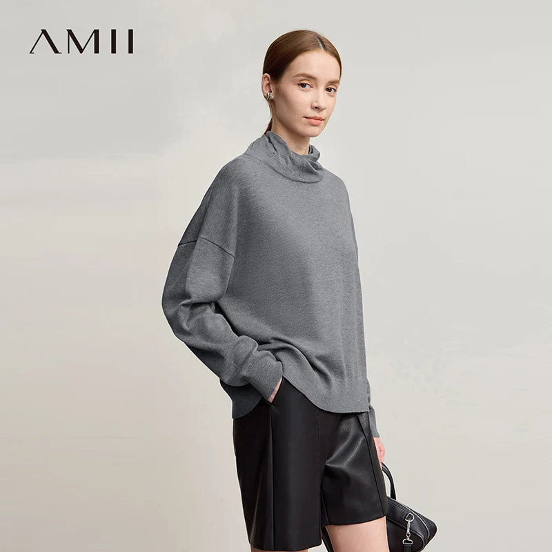 Wool Turtleneck Sweater - Loose Knit Winter Pullover
