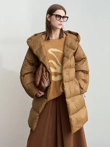 Women's Minimalist Hooded Duck Down Jacket | Warm Winter Outerwear