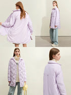 Women's Down Puffer Coat - Minimalist Lightweight Winter Shirt Jacket