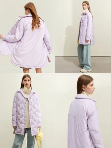 Women's Down Puffer Coat - Minimalist Lightweight Winter Shirt Jacket