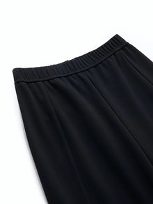 Women's Velvet Knitted Split Hem Pants - Slim Fit Elastic Waist