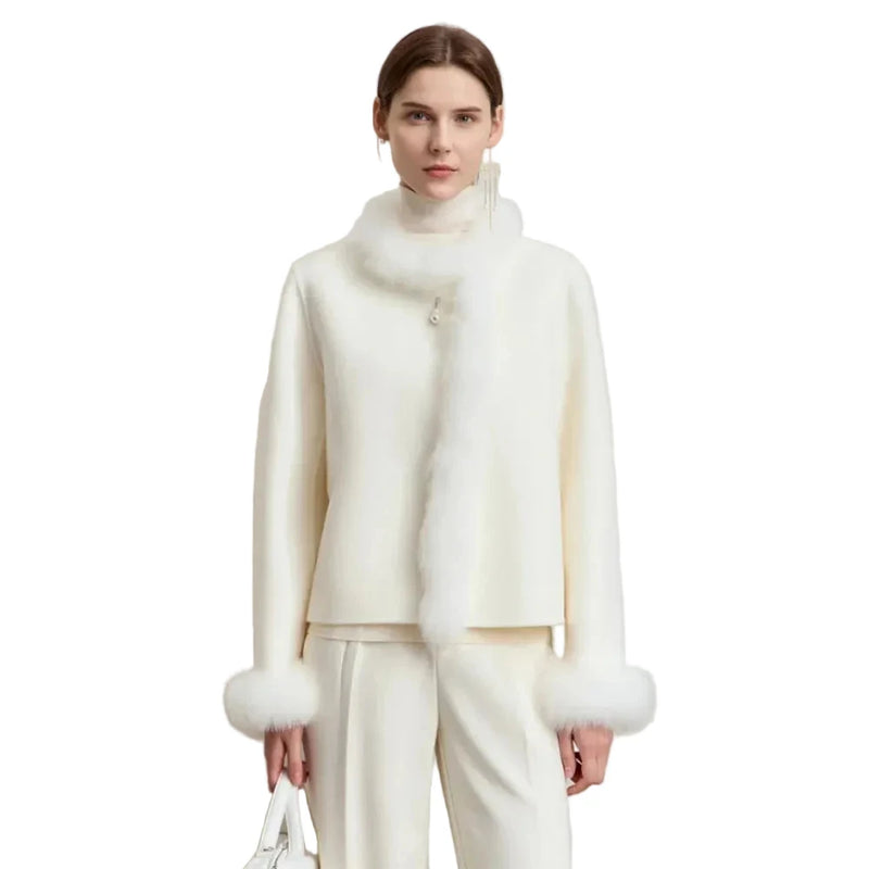 Women's Double-Sided Woolen Coat - Elegant Minimalist Winter Jacket