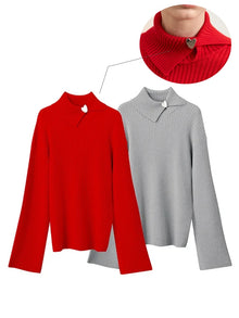 Women's Minimalist Knit Pullover - Loose Long Sleeve Winter Sweater