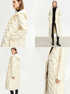 Women's Long Duck Down Jacket - Minimalist Winter Hooded Coat