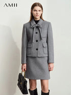 Women's Woolen Winter Coat - Minimalist Lapel Commuter Style