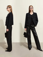Women's Wool Coat - Elegant O-Neck Long Sleeve Winter Jacket