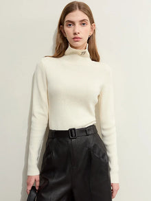 Women's Slim Fit Turtleneck Sweater - Winter Knitted Basic Top