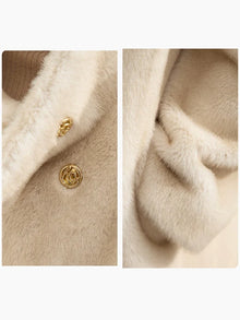 Women's Double Breasted Imitation Mink Fur Coat - Winter Fleece Jacket