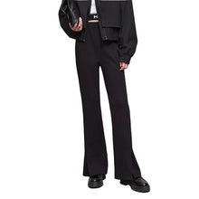 Women's Velvet Knitted Split Hem Pants - Slim Fit Elastic Waist