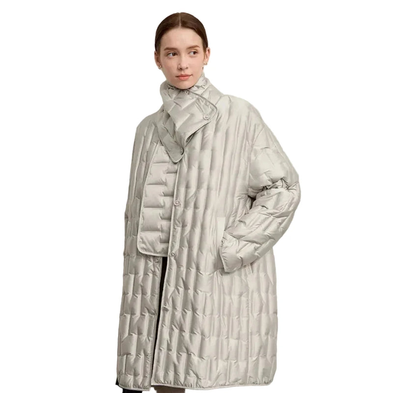 Women's Long Puffer Jacket - Lightweight Insulated Winter Coat