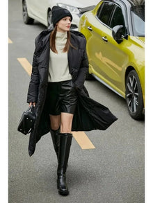 Women's Long Hooded Down Coat | Loose Casual Winter Jacket