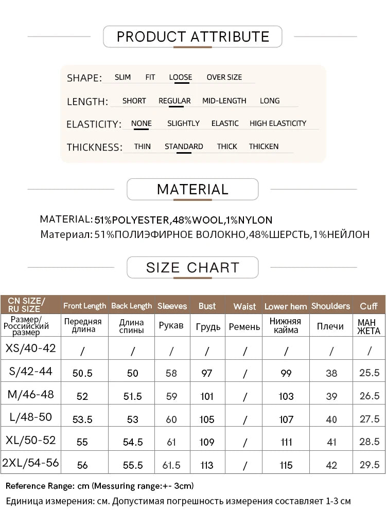 Women's Wool Coat - Elegant O-Neck Long Sleeve Winter Jacket