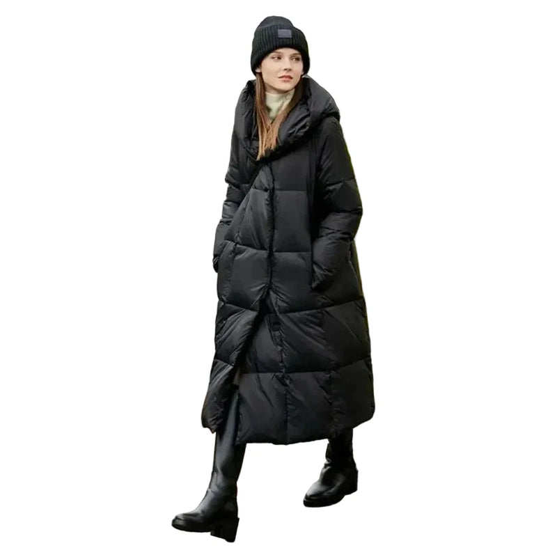 Women's Long Hooded Down Coat | Loose Casual Winter Jacket