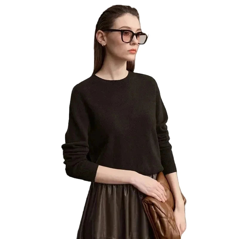 Women's Wool Sweater - Elegant Loose Knit Winter Pullover