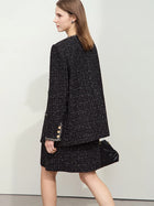 Women's Woolen Winter Coat - Elegant Plaid O-Neck Long Outerwear