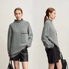 Women's Semi-Turtleneck Wool Sweater - Minimalist Winter Pullover