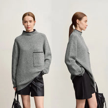 Women's Semi-Turtleneck Wool Sweater - Minimalist Winter Pullover