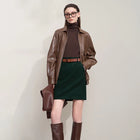 AMII Elegant Mini Skirt - Minimalist Straight Winter Skirt for Women