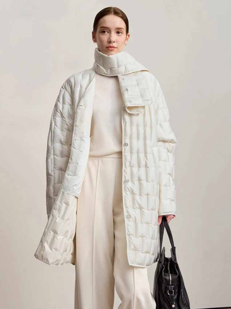 Women's Long Puffer Jacket - Lightweight Insulated Winter Coat
