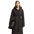 Women's Long Duck Down Jacket - Minimalist Winter Hooded Coat